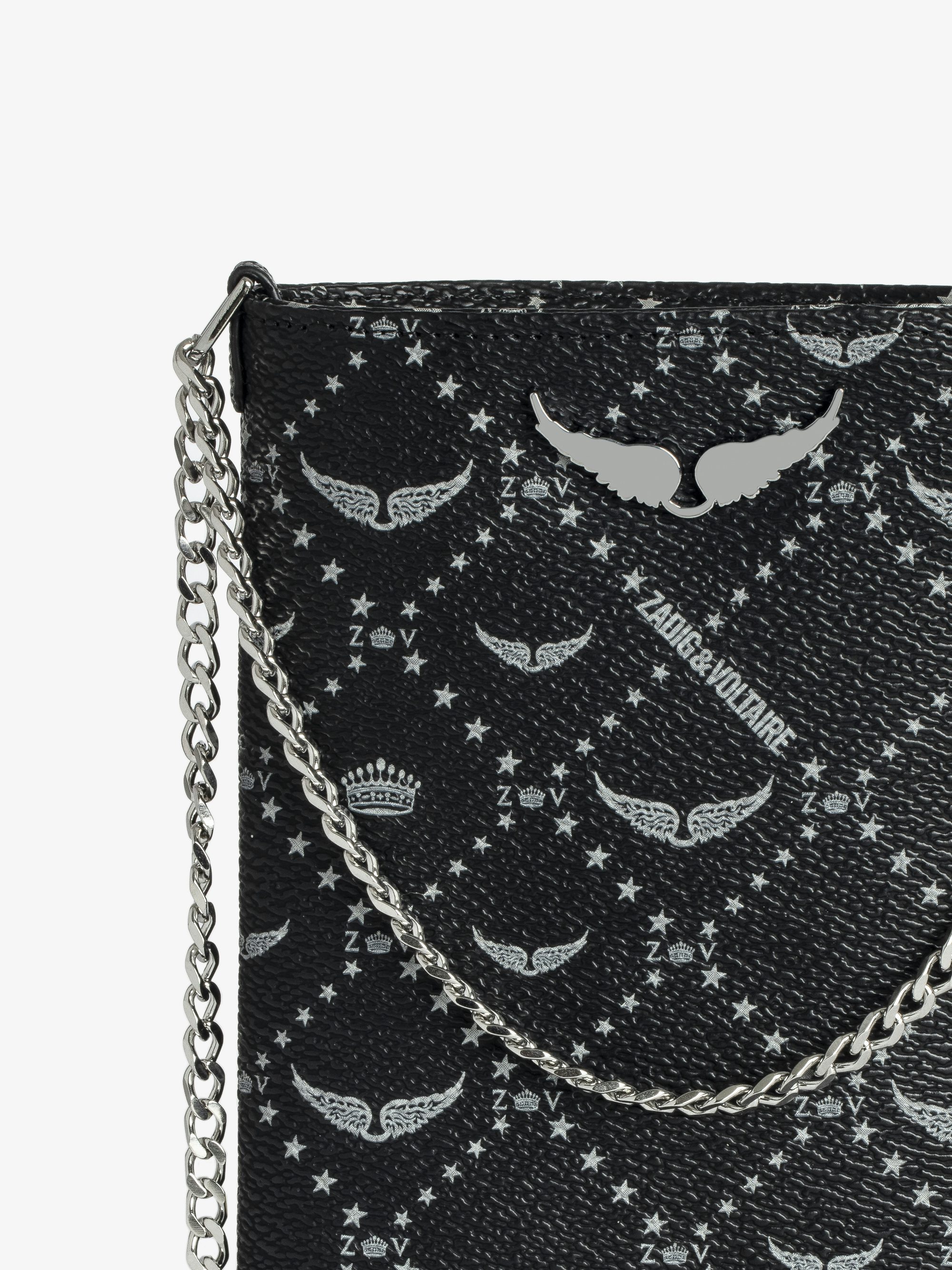 Rock Phone Pouch - Coated canvas phone case pouch with chains and signature wings.